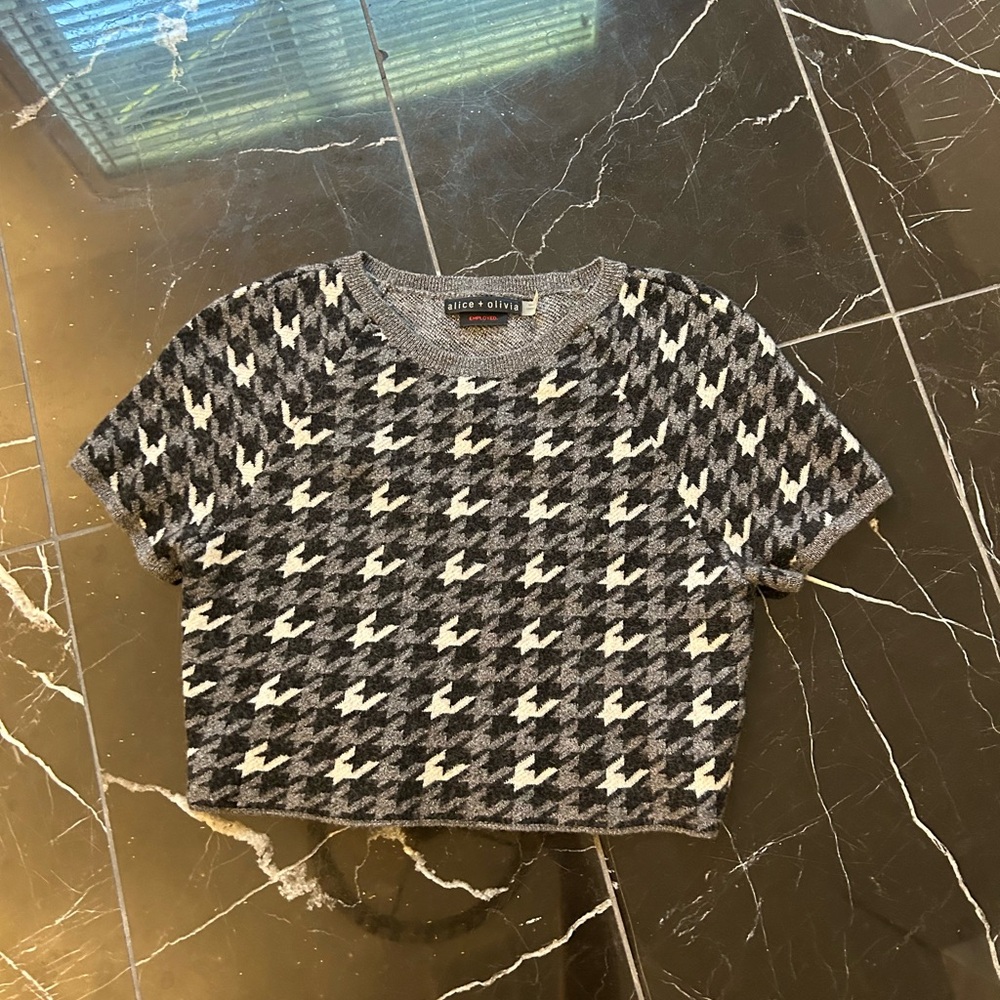 Alice & Olivia Houndstooth crop sweater.